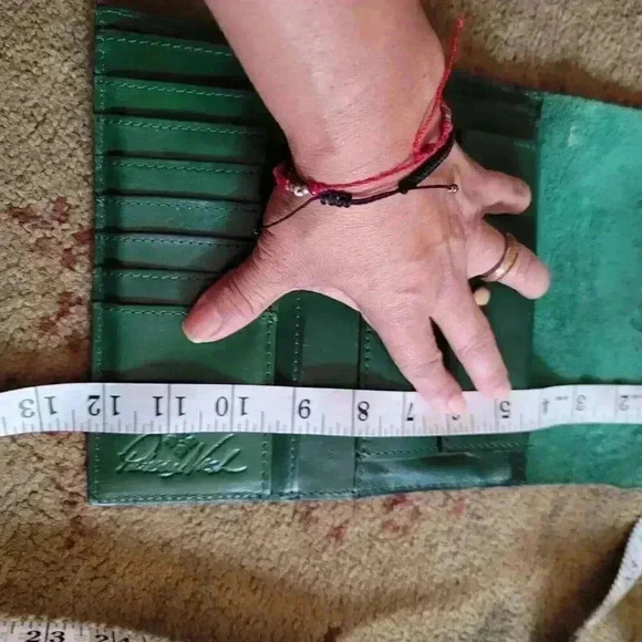 Patricia Nash Terresa Wallet Green Hand Cut Tooled Leather Organizer - Picture 10 of 10